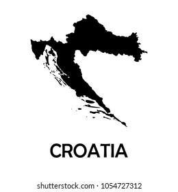 Black map croatia. white background vector.
