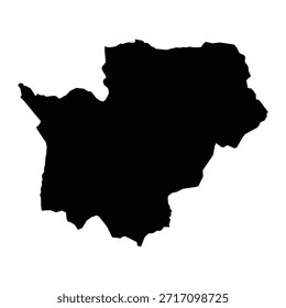 Mapa negro de Cuanza Sul isolado no fundo branco. Ilustração vetorial