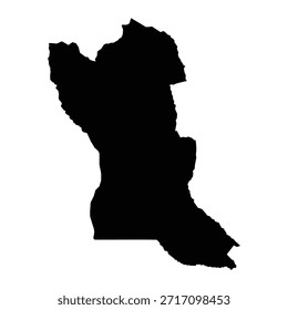 Schwarze Karte von Cubango einzeln auf weißem Hintergrund. Vektorgrafik