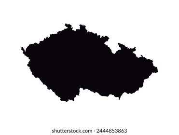 Mapa negro de la República Checa sobre fondo blanco.