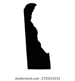 Mapa negro de Delaware aislado sobre fondo blanco. Ilustración vectorial