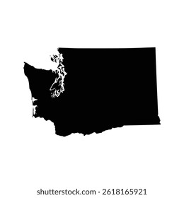 Black map design of Washington state USA