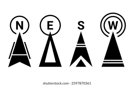 Black map direction symbol. Direction sign