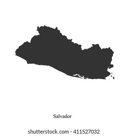 Black map of El Salvador for your design, concept Illustration.