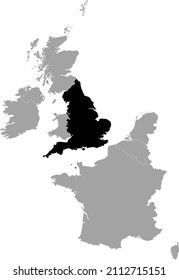 Black Map of England within the gray map of Western Europe