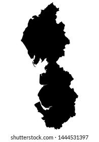 Black Map of the English Region of Northwest England