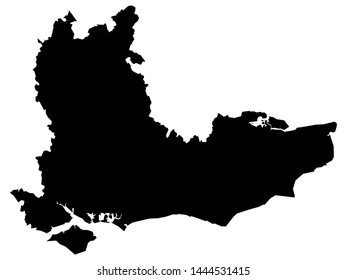 Black Map Of The English Region Of Southeast England