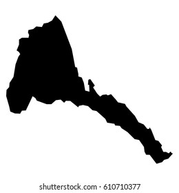 Black map of ERITREA with the regions. eps10 illustration.