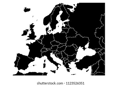 Black map of Europe.