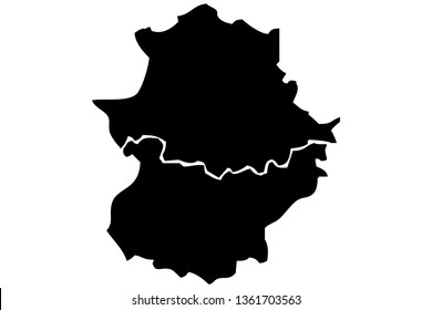 Black map of Extremadura.