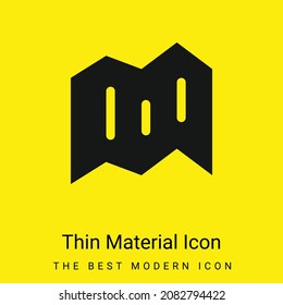 Black Map Folded Paper Symbol minimal bright yellow material icon