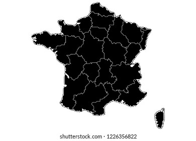 Black map of France.