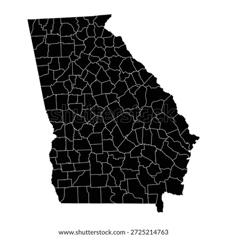Black map of Georgia isolated on white background. Vector illustration