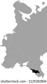 Black Map of Georgia within the gray map of Eastern Europe