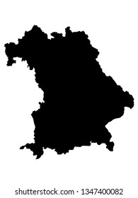 Black Map of the German State of Bavaria