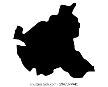 Black Map of the German State of Hamburg 