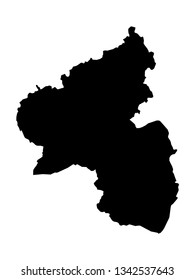 Black Map of the German State of Rhineland-Palatinate