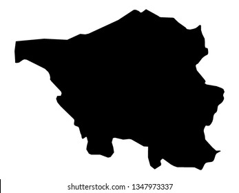 Black Map of the German State of Saarland