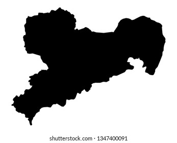 Black Map of the German State of Saxony