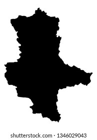 Black Map of the German State of Saxony-Anhalt