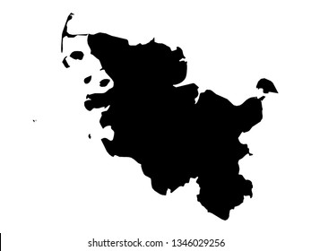 Black Map of the German State of Schleswig-Holstein