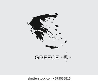Black map of Greece on gray background