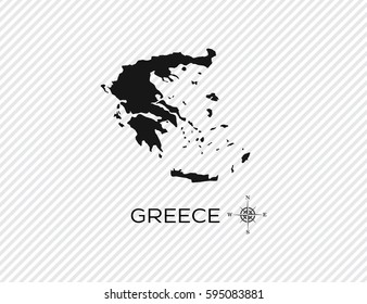 Black map of Greece on gray background