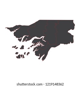 black map of Guinea Bissau