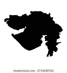 Mapa preto de Gujarat isolado no fundo branco. Ilustração vetorial