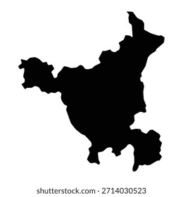 Mapa negro de Haryana aislado sobre fondo blanco. Ilustración vectorial