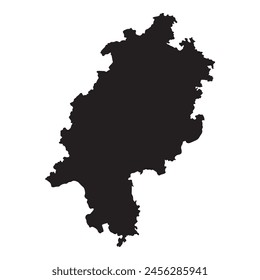 Black map of Hesse isolated on white background. Vector illustration