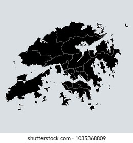 Black map of Hong Kong