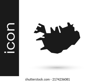 Black Map of Iceland icon isolated on white background.  Vector