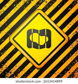 Black Map of Iceland icon isolated on yellow background. Warning sign. Vector