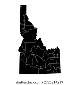 Black map of Idaho isolated on white background. Vector illustration