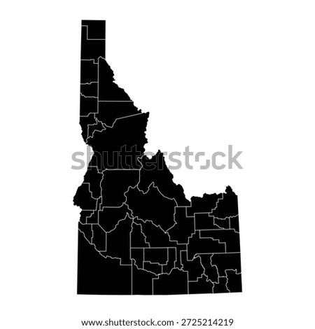 Black map of Idaho isolated on white background. Vector illustration