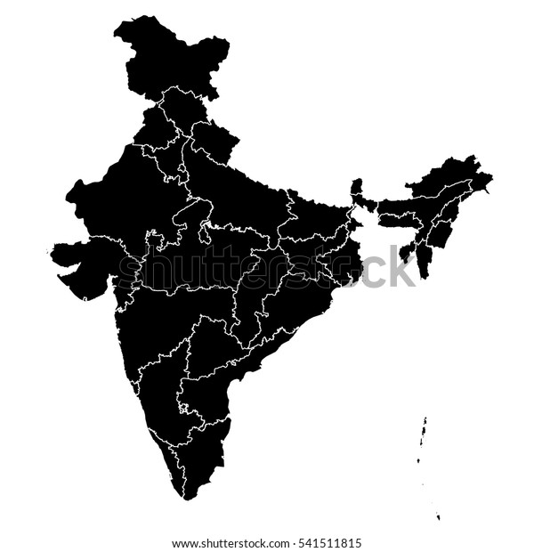 Schwarze Karte Indiens Stock Vektorgrafik Lizenzfrei