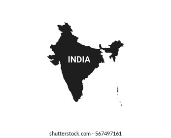 Black map of India on white background