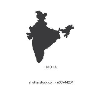 Black map of India on white background.
