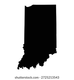 Mapa negro de Indiana aislado sobre fondo blanco. Ilustración vectorial