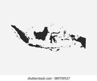 Black map of Indonesia on gray background