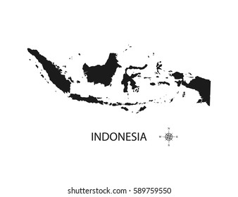 Black map of Indonesia on white background