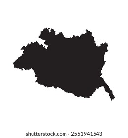 Schwarze Karte von Évora einzeln auf weißem Hintergrund. Vektorgrafik