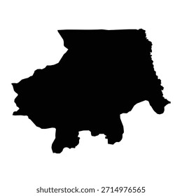 Mapa negro de Uíge aislado sobre fondo blanco. Ilustración vectorial