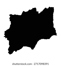 Mapa negro de Huíla aislado sobre fondo blanco. Ilustración vectorial