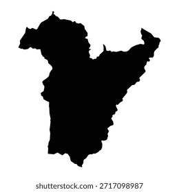 Mapa negro de Bié aislado sobre fondo blanco. Ilustración vectorial