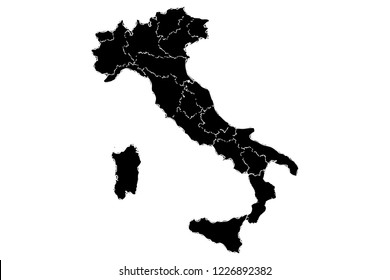 Black map of Italy.