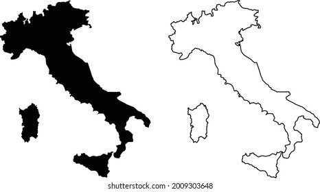 black map of Italy on white background. outline map of Italy sign. flat style. 