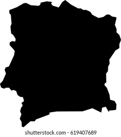 Black map of Ivory Coast with the regions. eps10 illustration.