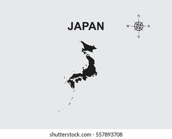 Black map of Japan on gray background